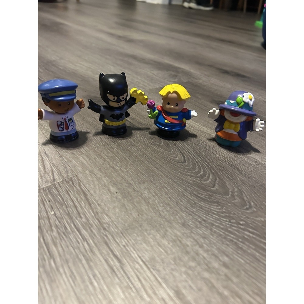 Fisher Price Little People Toys - Lot Of 4 Figures Batman Clown Pilot Prince